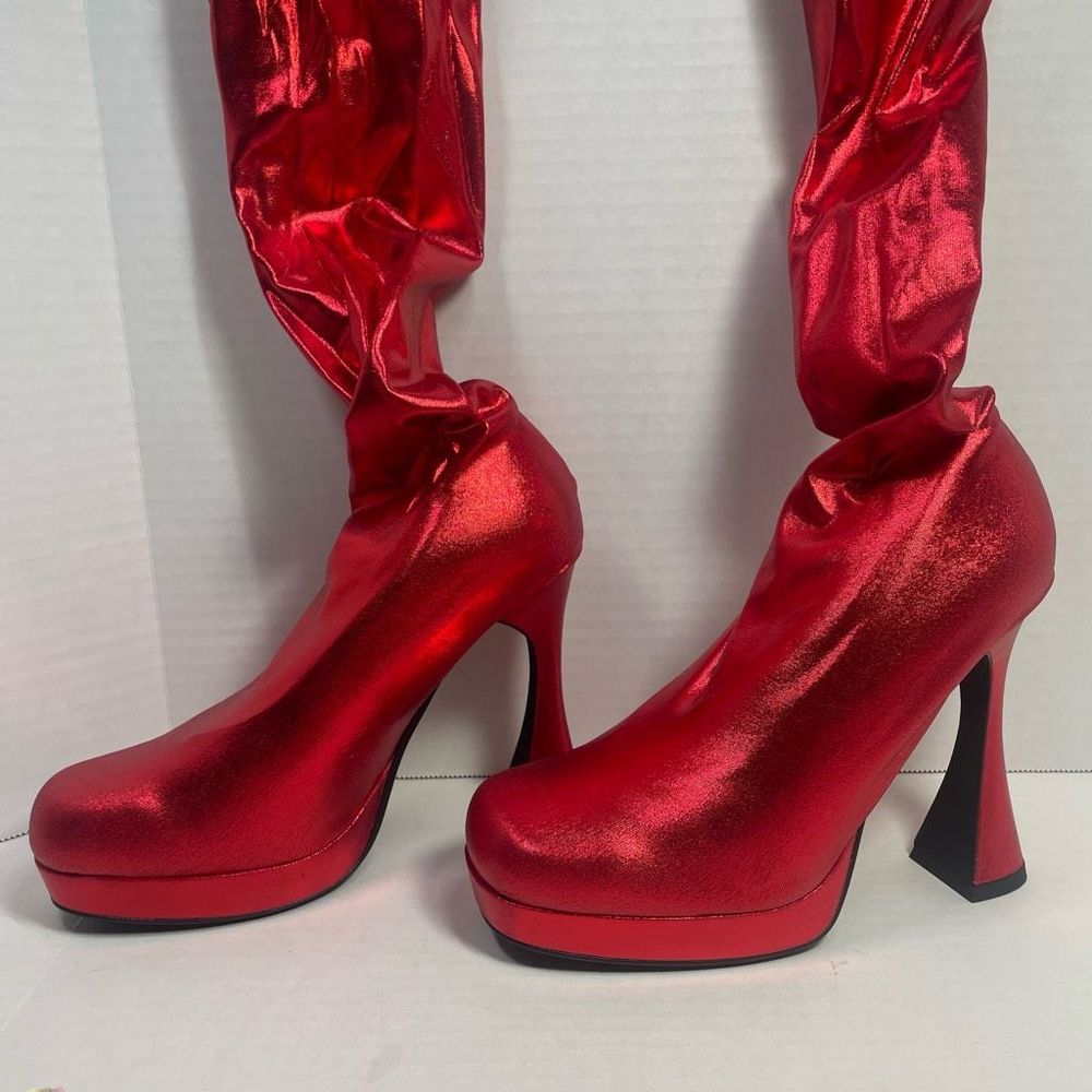 Jeffrey Campbell BNIB XS-S PANTALONES 6M platform Metallic Red Very small waist - Picture 3 of 16